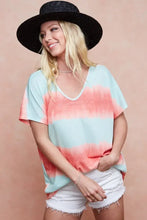 Tie-Dye Printed Hacci Knit V-Neck T-Shirt for Women Woman T Shirts