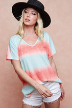 Tie-Dye Printed Hacci Knit V-Neck T-Shirt for Women
