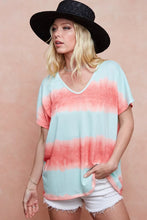 Tie-Dye Printed Hacci Knit V-Neck T-Shirt for Women