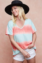 Tie-Dye Printed Hacci Knit V-Neck T-Shirt for Women