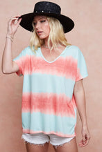 Tie-Dye Printed Hacci Knit V-Neck T-Shirt for Women