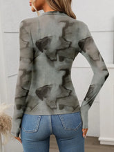 Tie Dye Sheer Mesh Long Sleeve Top for Women
