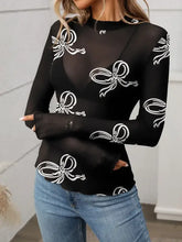 Tie Dye Sheer Mesh Long Sleeve Top for Women Woman T Shirts