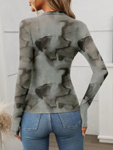 Tie Dye Sheer Mesh Long Sleeve Top for Women Woman T Shirts