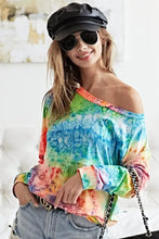 Tie Dye Soft Knit Jersey Long Sleeve Top for Women Woman T Shirts