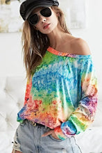 Tie Dye Soft Knit Jersey Long Sleeve Top for Women Woman T Shirts