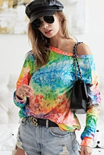 Tie Dye Soft Knit Jersey Long Sleeve Top for Women Woman T Shirts