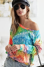 Tie Dye Soft Knit Jersey Long Sleeve Top for Women Woman T Shirts