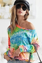 Tie Dye Soft Knit Jersey Long Sleeve Top for Women Woman T Shirts
