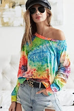 Tie Dye Soft Knit Jersey Long Sleeve Top for Women Woman T Shirts