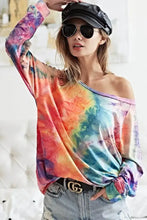 Tie Dye Soft Knit Jersey Long Sleeve Top Woman T Shirts
