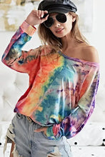 Tie Dye Soft Knit Jersey Long Sleeve Top Woman T Shirts