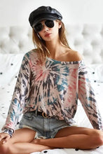 Tie-Dye Terry Knit Long Sleeve Shirt for Women Woman T Shirts