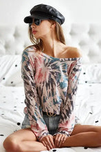Tie-Dye Terry Knit Long Sleeve Shirt for Women Woman T Shirts