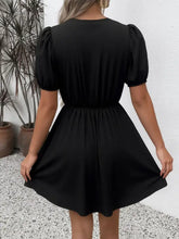 Tie Front Puff Sleeve Mini Dress Casual Dresses