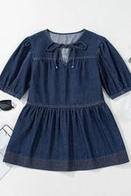 Tie Neck Babydoll Denim Top Woman Denim Tops