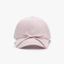 Tied Bow Cotton Baseball Cap Blush Pink One Size Hats