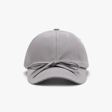 Light gray Tied Bow Cotton Baseball Cap with front bow detail