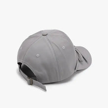 Light grey tied bow cotton baseball cap with adjustable strap
