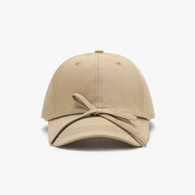 Tied Bow Cotton Baseball Cap Tan One Size Hats