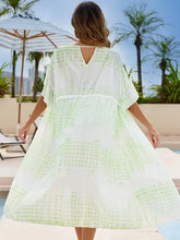 Tied Plunge Half Sleeve Cover Up Swimwear Cover-Ups