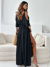 Tied Shoulder Slit Maxi Dress Casual Dresses