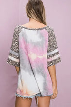 Tiedye French Terry Leopard Sleeve Top for Women Woman T Shirts