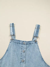 Tiered flowy overall denim dress in light-wash denim with adjustable metal straps and silver-toned buttons machine wash care instructions