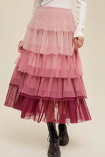 Tiered Pink Ombre Tulle Skirt for Women