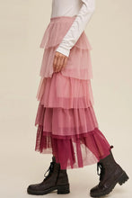 Tiered Pink Ombre Tulle Skirt for Women