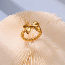 Titanium Steel Bow Ring with 18K Gold and Platinum Plating