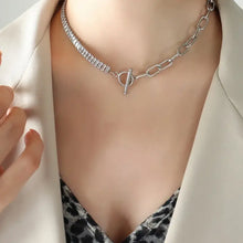 Titanium steel choker necklace with baguette cubic zirconia and toggle clasp