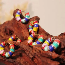 Titanium Steel Enamel Hoop Earrings Earrings