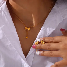 Titanium Steel Gold-Plated Bow Pendant Necklace Fashion Jewelry