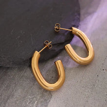 Pair of 18k gold-plated titanium steel U-shaped hoop earrings