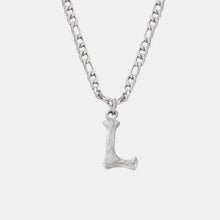 Silver-toned titanium steel letter pendant necklace with adjustable chain length
