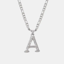 Silver-toned titanium steel letter pendant necklace with textured A charm