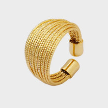 Gold multi-strand cuff bracelet with titanium steel open ring set