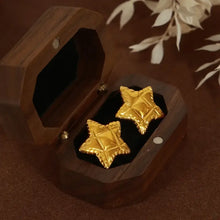 18k gold-plated titanium steel star stud earrings in wooden box