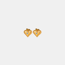 Titanium steel zircon heart stud earrings with 18k gold-plated yellow hearts and round diamonds