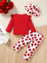 Children’s cartoon top and pants set with ladybug pattern