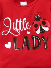 Toddler girl ladybug print pants set with red ladybug t-shirt