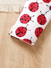 Red Ladybug Print Toddler Girl Pants Set with Matching Hat and Shoes