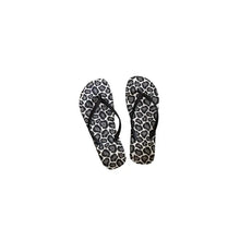 Leopard print toe post flats slippers with black straps