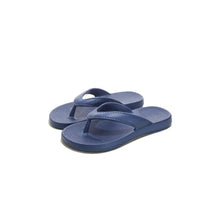 Navy blue toe post flats slippers with rubber flip-flop design