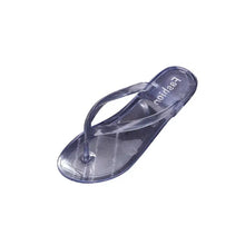 Transparent grey jelly toe post flats slippers with textured sole