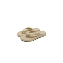 Beige toe post flats slippers with light brown unadorned design