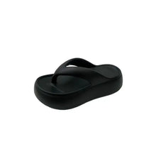 Black toe post platform slippers with flip-flop design
