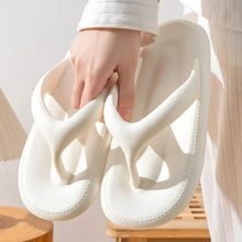 White toe post platform slippers with thick soles and soft strap