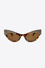 Tortoiseshell Cat Eye Sunglasses with Leopard Print and Rhinestone Trim